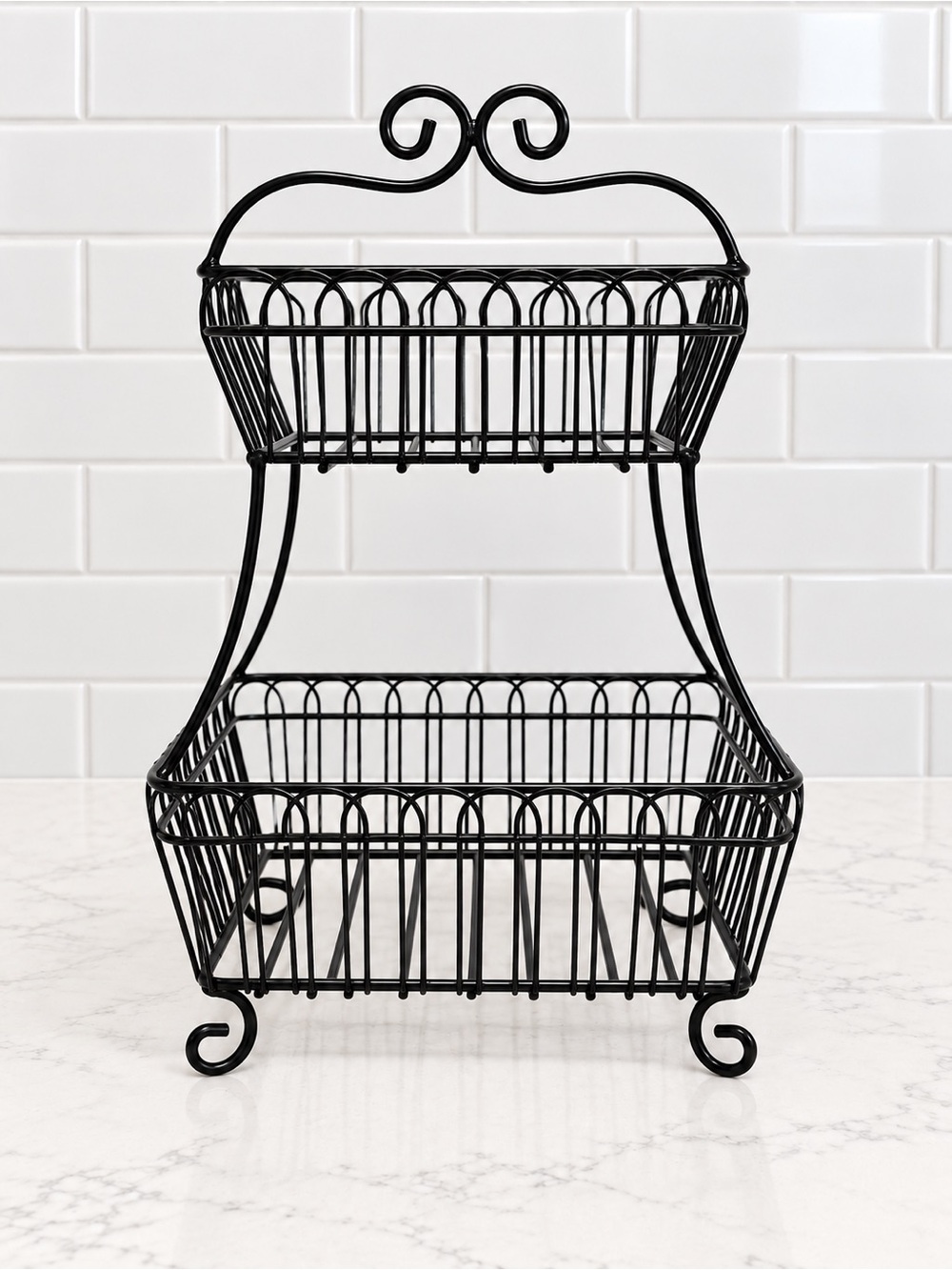 Two-Tier Black Wire Display Basket - Picture 3 of 9